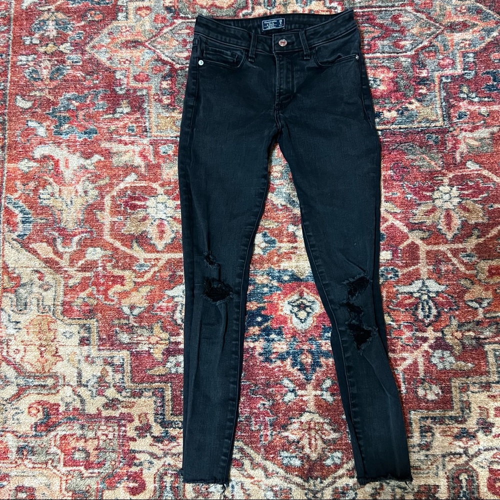 Abercrombie & Fitch Mid Rise Super Skinny Distressed Jeggings